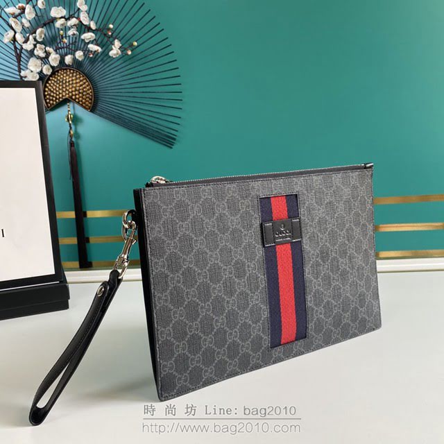 Gucci古馳包包 G家新款手包 晶片版 433666 古奇經典款織帶男士手拿包 gdj1382